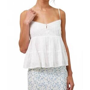 NEW CREAMON eyelet lace trim cami top in white